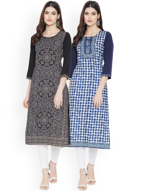 

Ethnic basket Women Multicoloured Geometric Printed Floral Crepe Kurta, Multi