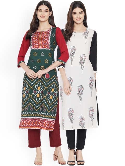 

Ethnic basket Women Multicoloured Floral Embroidered Gotta Patti Floral Crepe Kurta, Multi