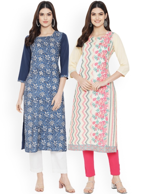 

Ethnic basket Women Multicoloured Printed Floral Crepe Kurta, Multi