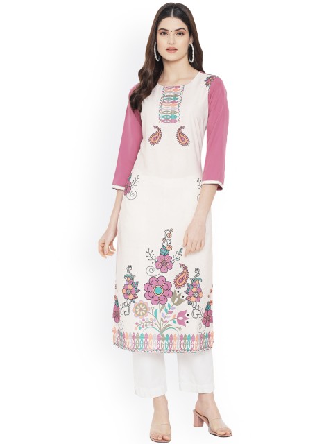 

Ethnic basket Women Multicoloured Ethnic Motifs Printed Patchwork Floral Crepe Kurta, Multi