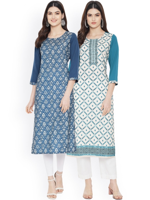 

Ethnic basket Women Multicoloured Ethnic Motifs Printed Thread Work Floral Crepe Kurta, Multi