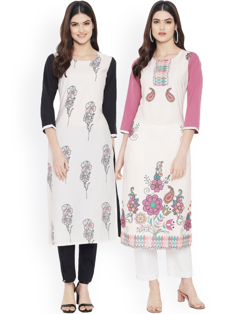 

Ethnic basket Women Multicoloured Ethnic Motifs Printed Patchwork Floral Crepe Kurta, Multi