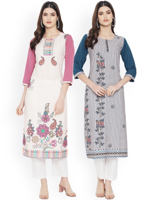 

Ethnic basket Women Multicoloured Ethnic Motifs Printed Floral Crepe Kurta, Multi