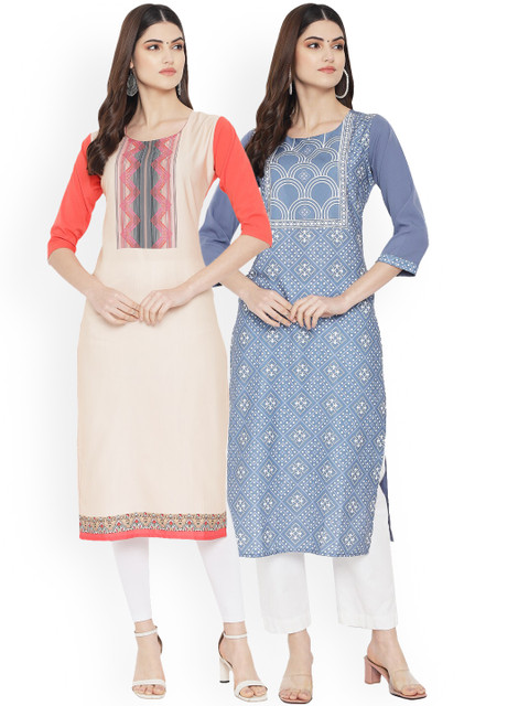 

Ethnic basket Women Multicoloured Ethnic Motifs Yoke Design Thread Work Floral Crepe Kurta, Multi