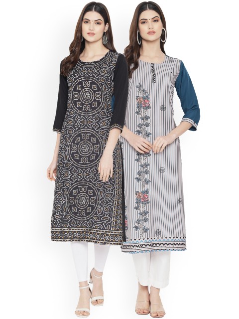 

Ethnic basket Women Multicoloured Ethnic Motifs Printed Floral Crepe Kurta, Multi