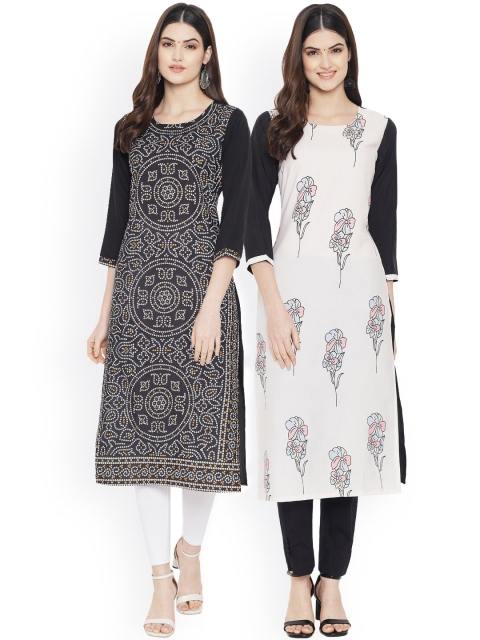 

Ethnic basket Women Multicoloured Geometric Printed Floral Crepe Kurta, Multi