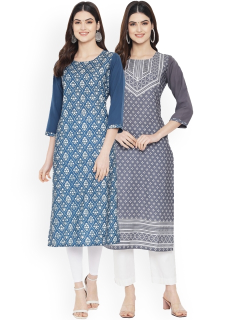 

Ethnic basket Women Multicoloured Ethnic Motifs Embroidered Flared Sleeves Thread Work Floral Crepe Kurta, Multi
