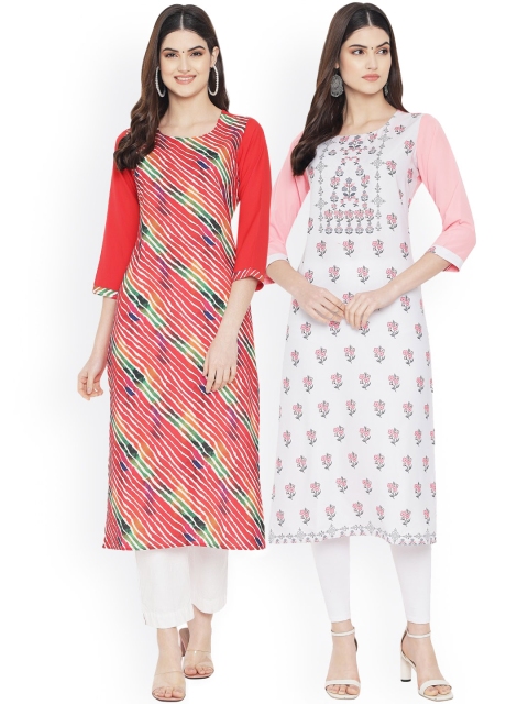 

Ethnic basket Women Multicoloured Floral Printed Extended Sleeves Floral Crepe Kurta, Multi