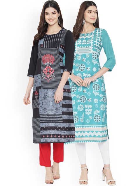 

Ethnic basket Women Multicoloured Ethnic Motifs Embellished Floral Crepe Kurta, Multi