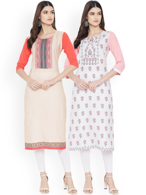 

Ethnic basket Women Multicoloured Ethnic Motifs Yoke Design Thread Work Floral Crepe Kurta, Multi