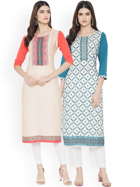 

Ethnic basket Women Multicoloured Ethnic Motifs Yoke Design Thread Work Floral Crepe Kurta, Multi