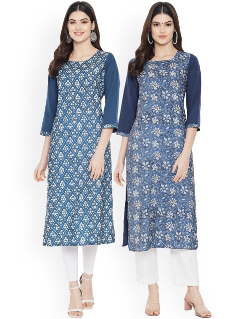 

Ethnic basket Women Multicoloured Printed Floral Crepe Kurta, Multi