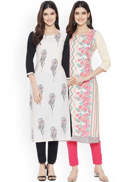 

Ethnic basket Women Multicoloured Floral Embroidered Gotta Patti Floral Crepe Kurta, Multi