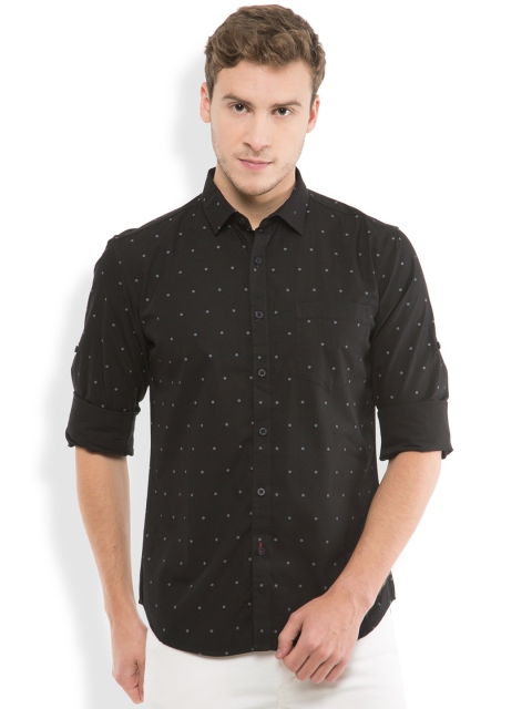 

HIGHLANDER Black Printed Slim Fit Casual Shirt