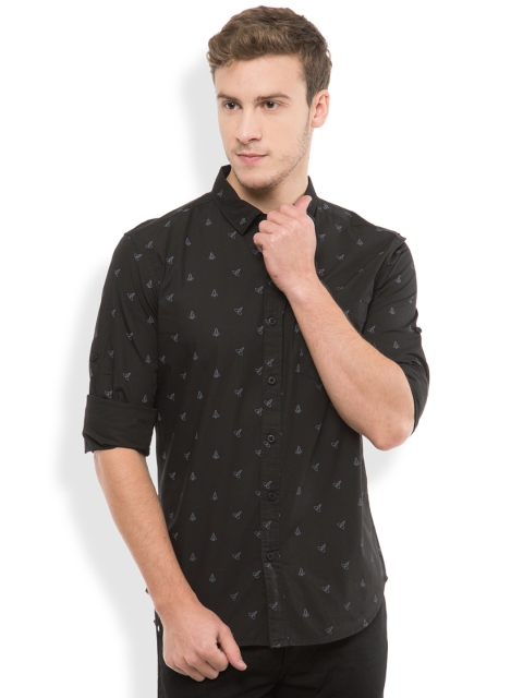 

HIGHLANDER Black Printed Slim Fit Casual Shirt
