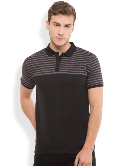 

HIGHLANDER Men Black Grey Slim Fit Polo Pure Cotton T-shirt
