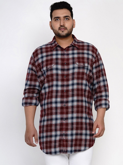 

Santonio Men Maroon Tartan Checks Checked Plus SizeCasual Shirt