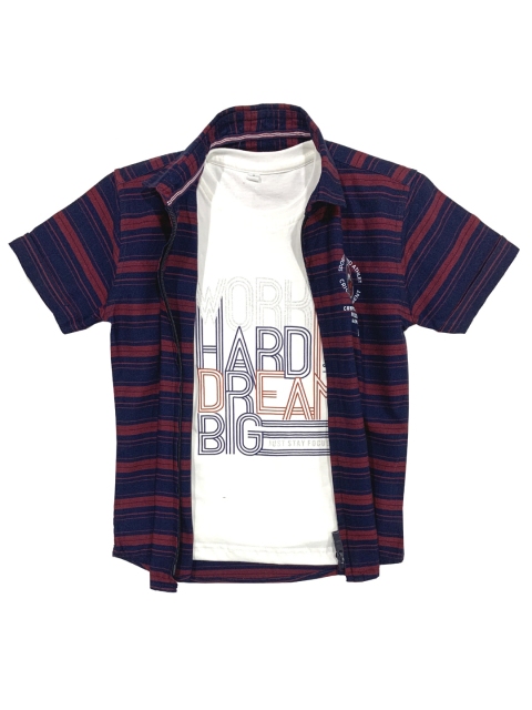 

CAVIO Boys Maroon Checked Casual Shirt