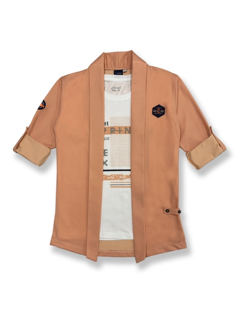 

CAVIO Boys Peach-Coloured Printed Casual Shirt