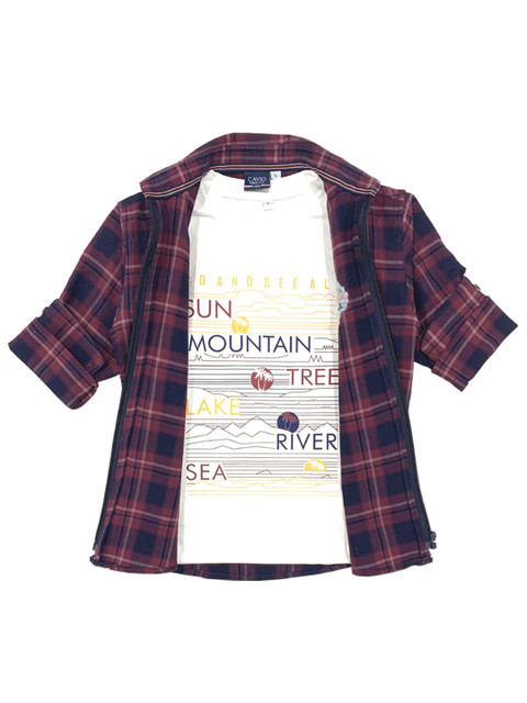 

CAVIO Boys Maroon Tartan Checks Checked Casual Shirt
