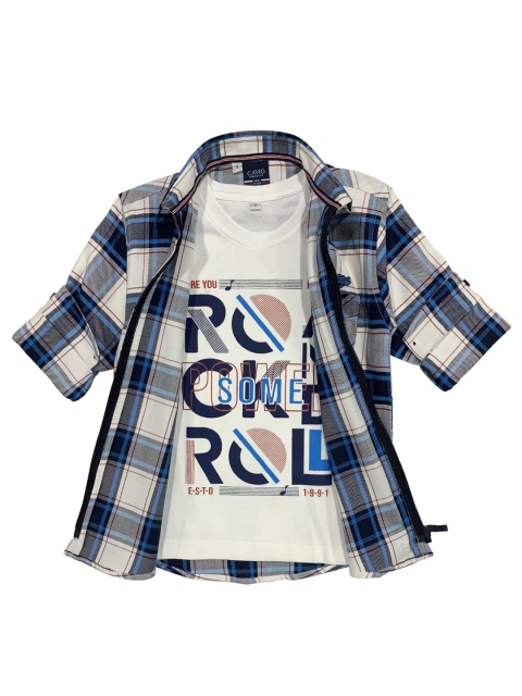 

CAVIO Boys White Checked Casual Shirt