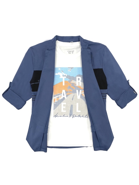 

CAVIO Boys Blue Printed Casual Shirt