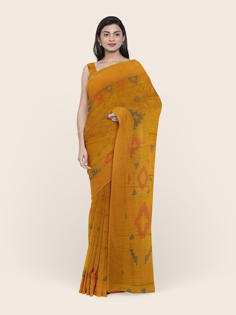 

Pothys Women Green & Red Ethnic Motifs Printed Cotton Blend Saree
