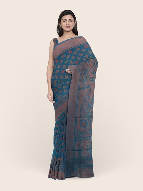 

Pothys Blue & Beige Ethnic Motifs Printed Saree