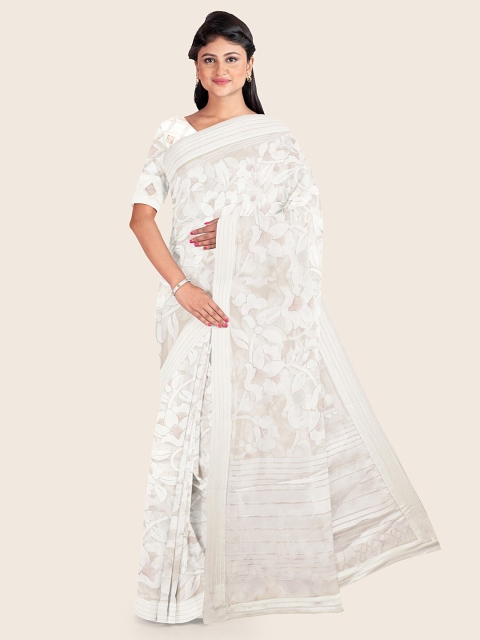 

Pothys White Floral Tissue Saree