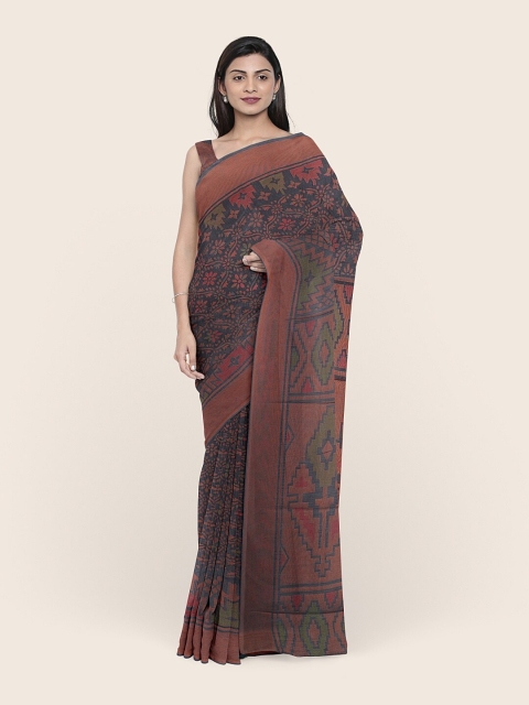 

Pothys Grey & Brown Ethnic Motifs Saree