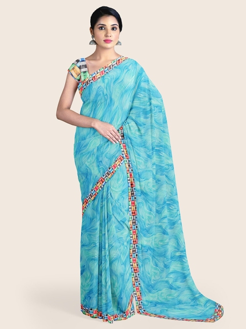 

Pothys Blue & Red Printed Chiffon Saree