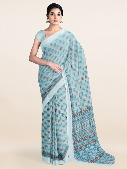 

Pothys Blue Floral Printed Cotton Blend Saree