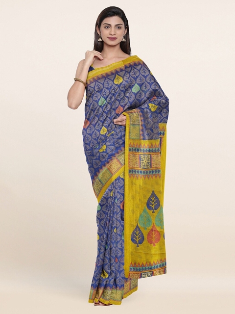 

Pothys Blue & Yellow Ethnic Motifs Saree