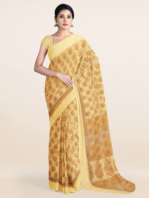 

Pothys Yellow Ethnic Motifs Printed Saree