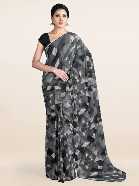 

Pothys Grey & Black Abstract Printed Saree