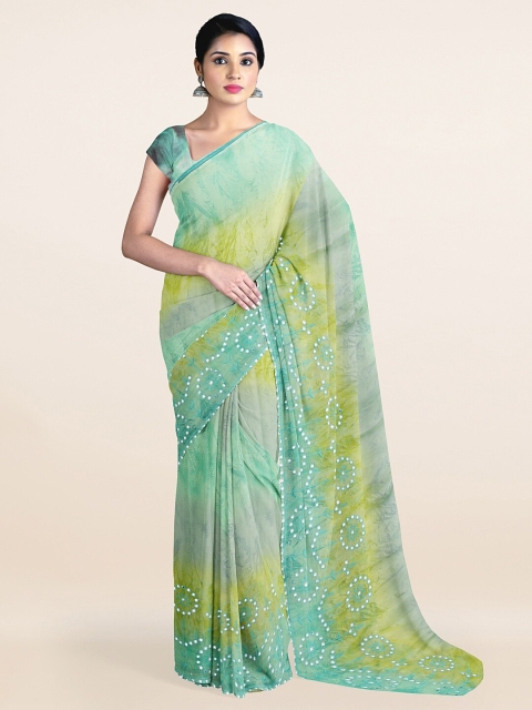 

Pothys Green Embroidered Poly Chiffon Saree