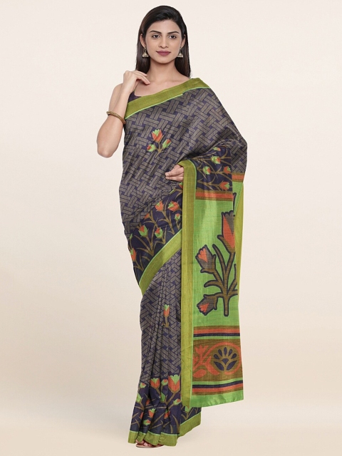 

Pothys Blue & Green Floral Printed Saree