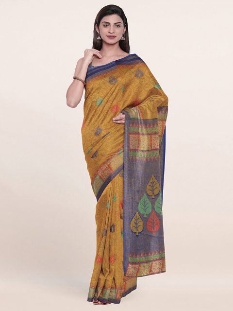 

Pothys Mustard & Blue Floral Saree