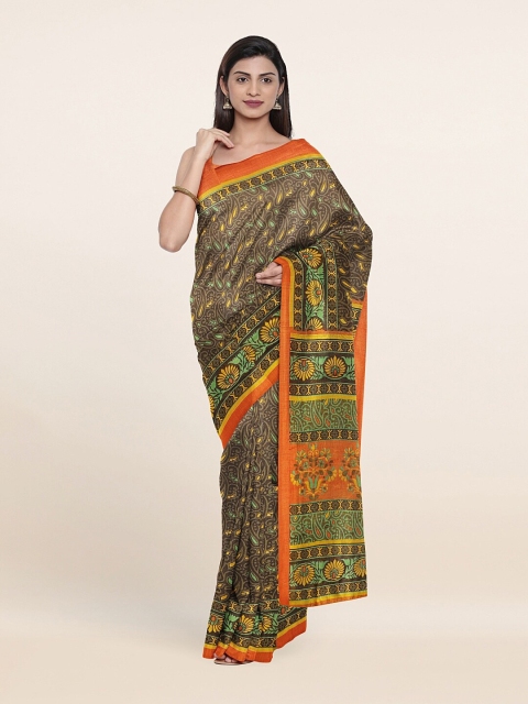 

Pothys Brown & Orange Paisley Printed Saree