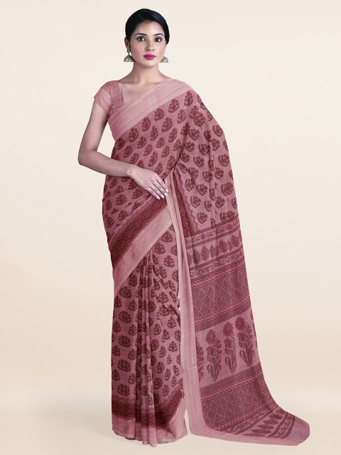 

Pothys Mauve & Maroon Ethnic Motifs Printed Saree