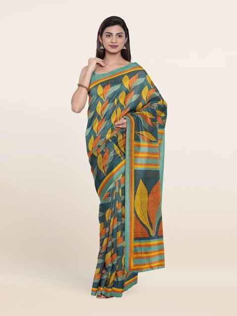 

Pothys Green & Orange Floral Printed Saree