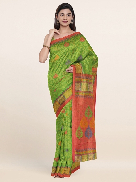 

Pothys Green & Orange Floral Saree