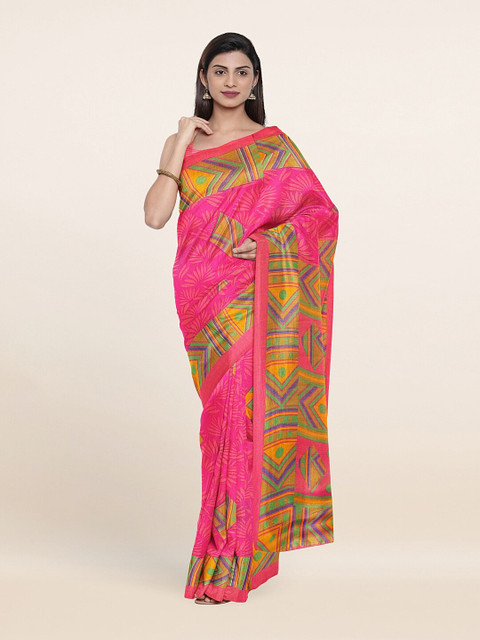 

Pothys Pink & Green Printed Saree