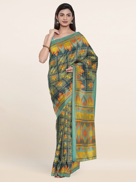 

Pothys Green & Yellow Printed Saree