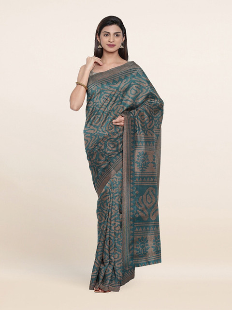 

Pothys Green & Brown Paisley Printed Saree