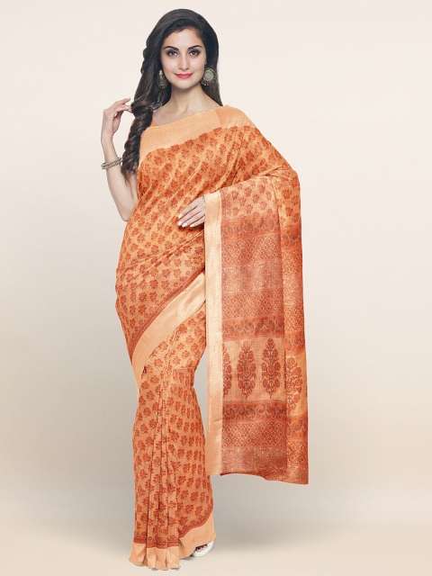 

Pothys Peach-Coloured Floral Printed Saree