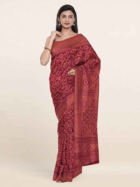 

Pothys Burgundy Floral Woven Design Saree