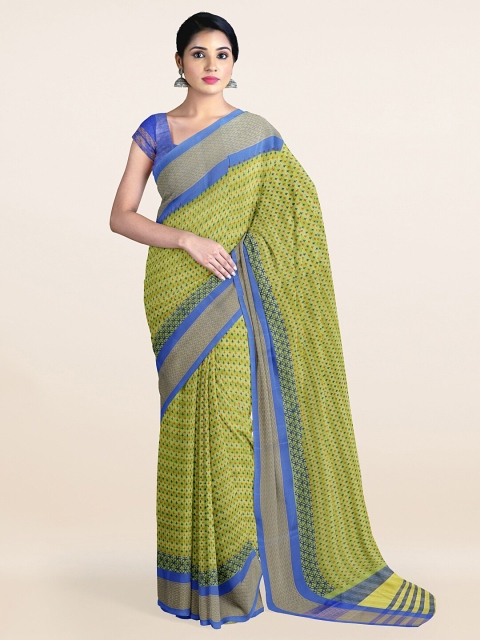 

Pothys Green & Blue Ethnic Motifs Printed Zari Saree