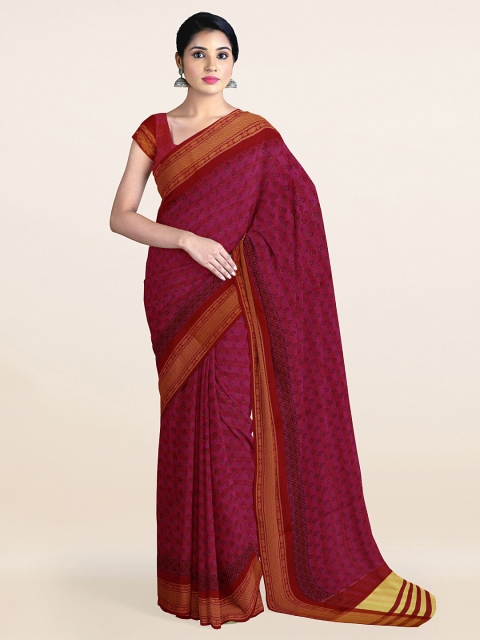 

Pothys Magenta & Maroon Paisley Printed Zari Saree