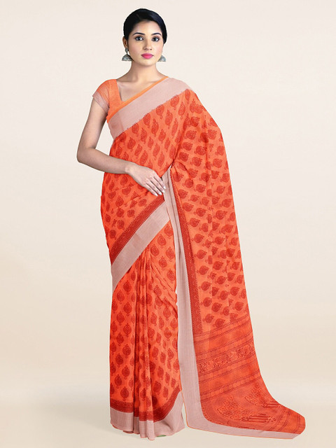 

Pothys Coral Floral Printed Cotton Blend Saree